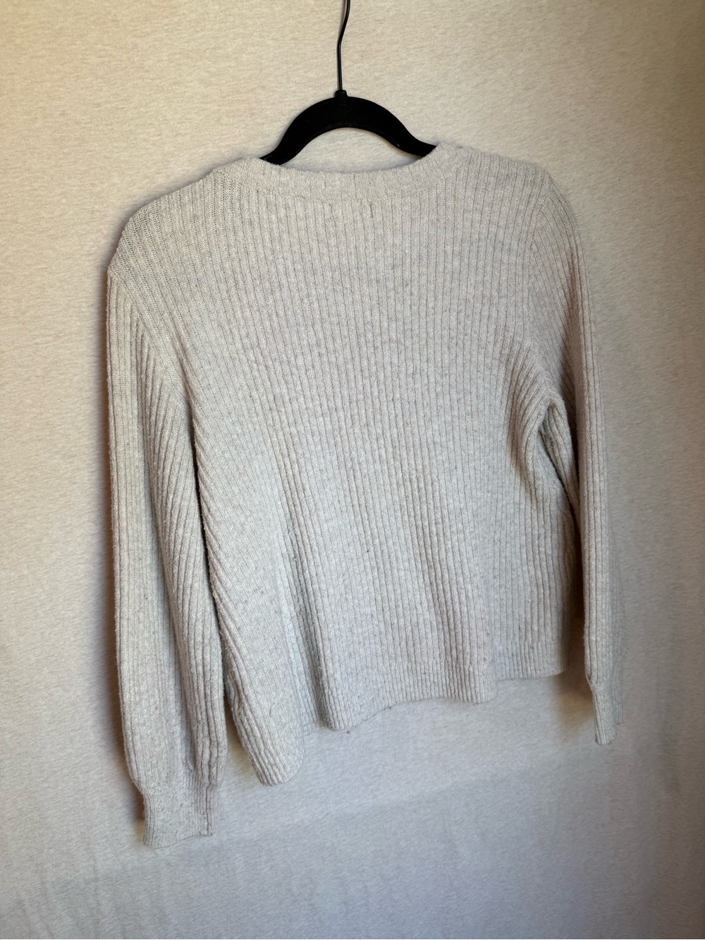margot Neutral Cream Ribbed Crew Sweater - Picture 6 of 14